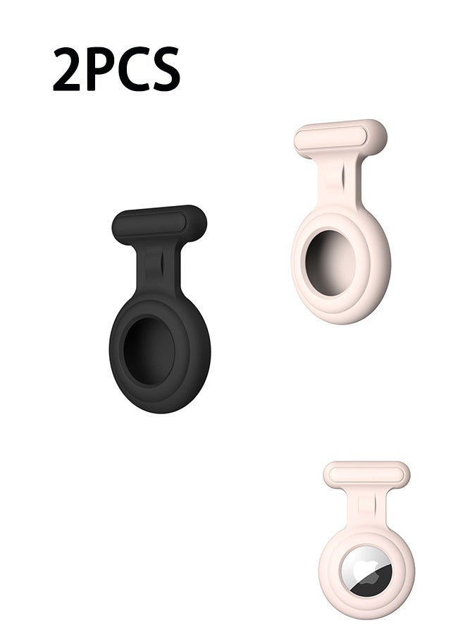 Hidden for Air Tag for Kids, Silicone Case for Airtag with Invisible Pin, Safer Than Bracelet Wristband Necklace Keychain (2 Packs, Pink & Black) - Image 1