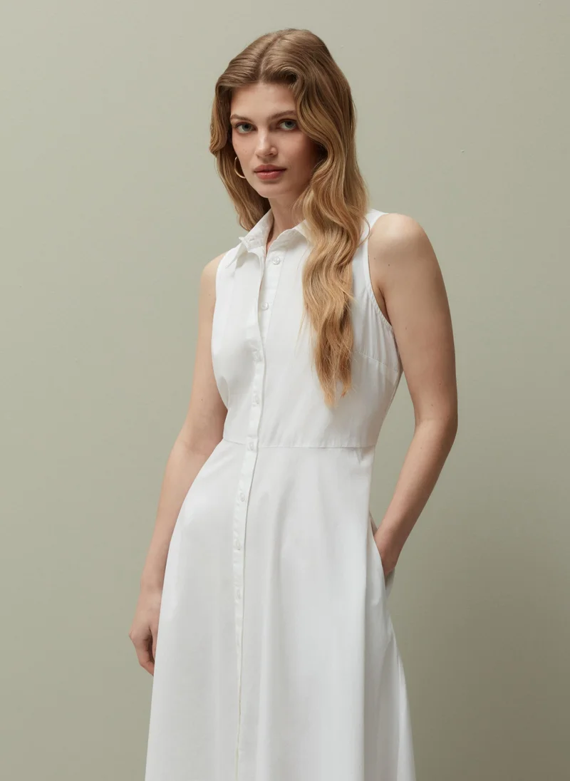 Ovs Ovs Piombo Sleeveless Cotton Shirt Dress