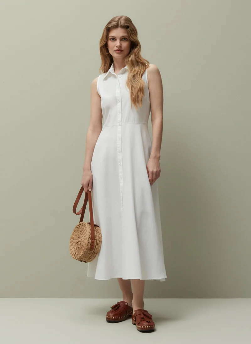 Ovs Ovs Piombo Sleeveless Cotton Shirt Dress
