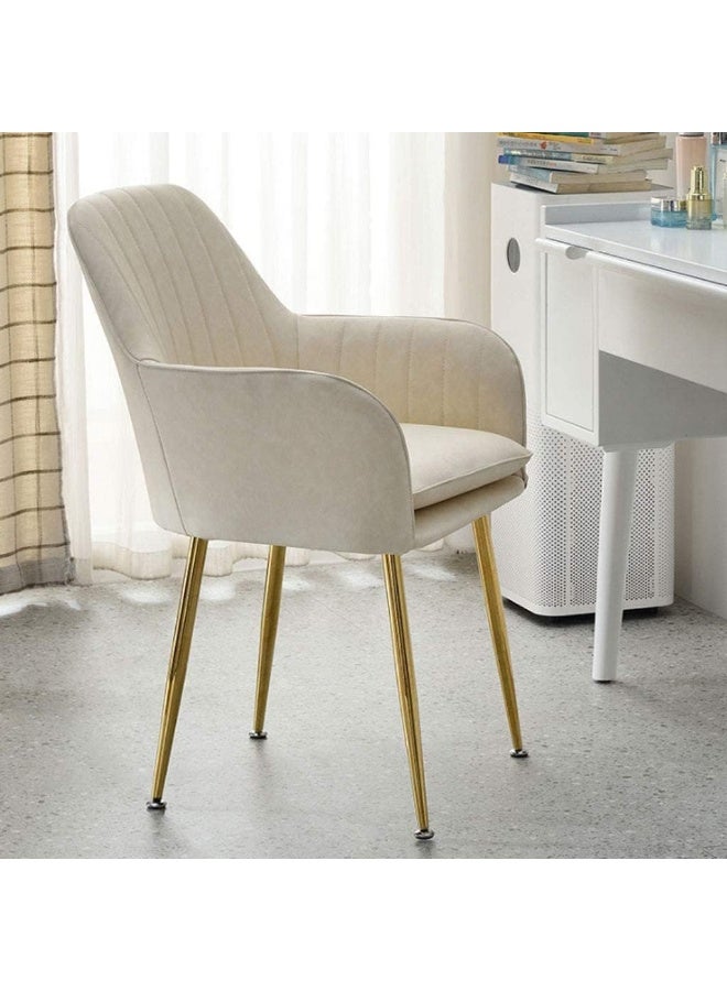 Comfynest كرسي مطبخ مبطن بالفيلفيت مع وسائد سميكة وأرجل معدنية – كرسي مثالي لتناول الطعام وغرفة المعيشة (بيج) - Image 3