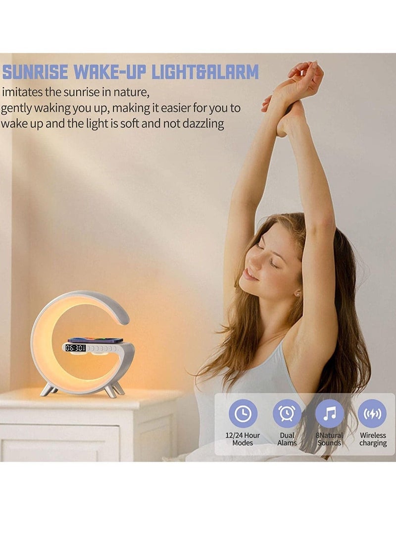 Wireless Charger Atmosphere Lamp, RGB Color Changing Mood Light with Time Display, 256 Modes and 16 Million Light Colors, Bluetooth Speaker Desk Lamp with Alarm Clock, Ideal Choice for Friends - Image 5