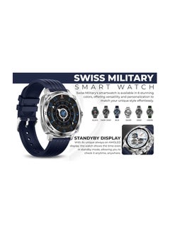SWISS MILITARY Swiss Military DOM4 Smartwatch 1.43" AMOLED, Bluetooth Calling, Multi Language, Health & Sports Tracking, Wireless Charging, 7 Days Battery, IP67, iOS/Android Compatible, Silver Frame with Blue Strap  - Image 3