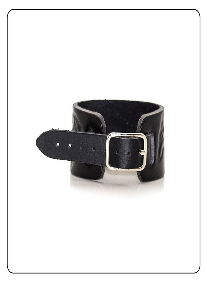 Fusamk Punk Belt Buckle Wristband Wolf Wide Leather Bracelet,7.0-8.0inches - Image 3