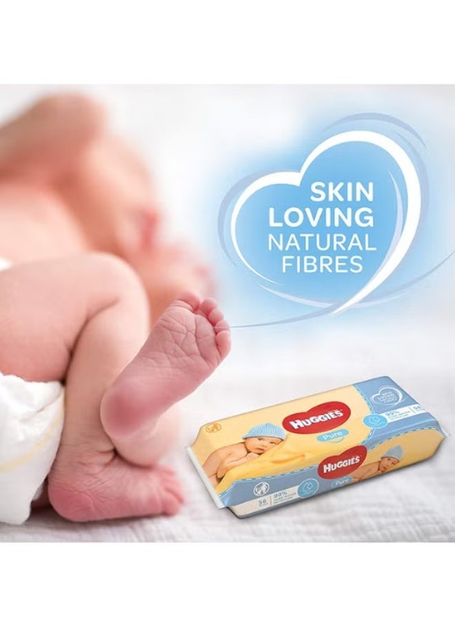 HUGGIES Pure Baby Wipes, 224 Count (2+2 Free) - Skin Loving Natural Fibers - Image 3
