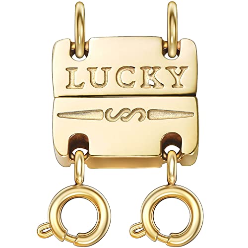 Qulltk Lucky Necklace Separator for Layering Strong Magnetic Clasps, 14K Gold and Silver Multiple Necklace Clasps for Layered Look - Image 1