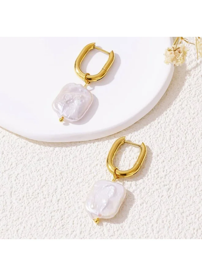 Sosha Elegance Flat Pearl Dangler Earrings – Elegant Drop Design for Women