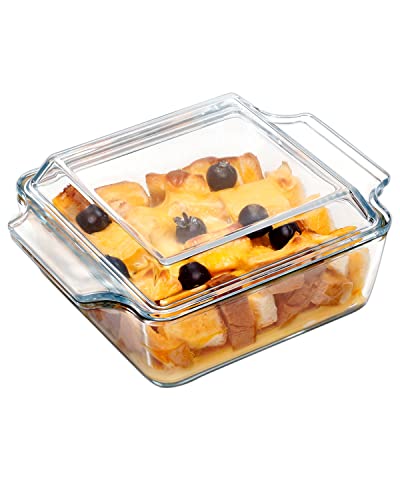 NUTRIUPS 6x6 Inches Square Glass Casserole Dish With Glass Lid  Microwave Safe Bakeware for Cooking