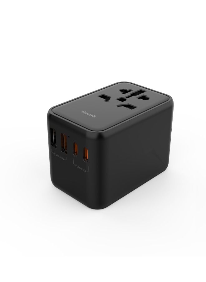 blupebble Passport Two 65W World Travel Adapter | 2 USB-C PD & 2 USB-A QC 3.0 Ports | Universal Power Plug for EU/UK/US/AU – Fast Charging for Phones, Laptops & Tablets - Image 1