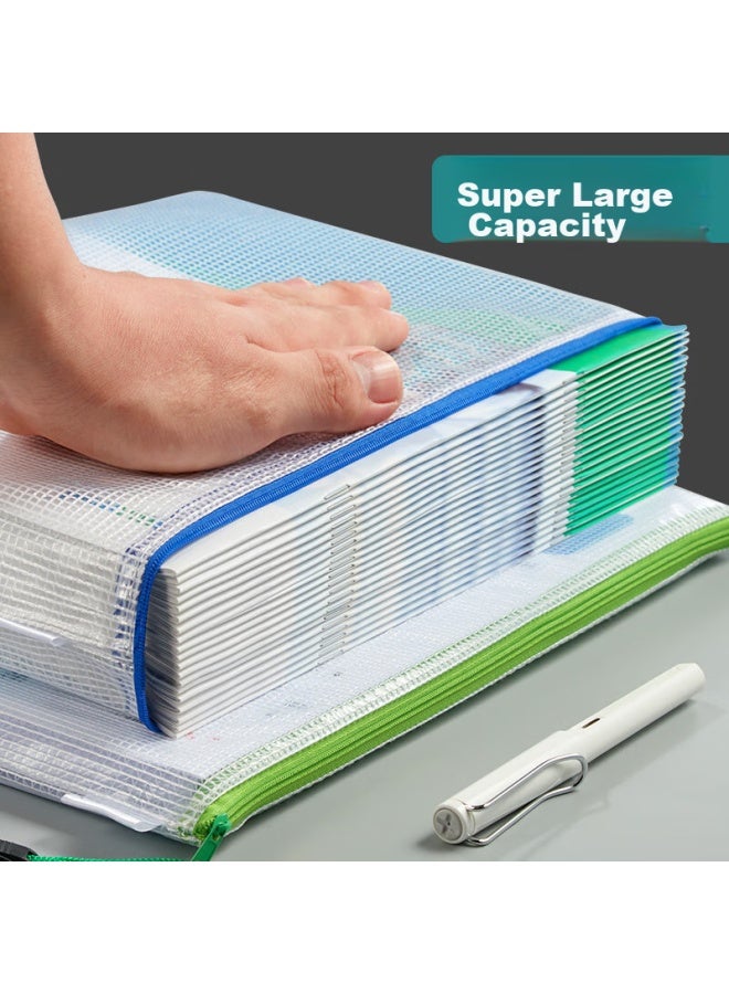 Kingdee A4 Grid Zipper Pouches, 5-Pack, Transparent Document Folders, Subject Classification Pouches, Office Supplies, Waterproof File Protectors - Image 2