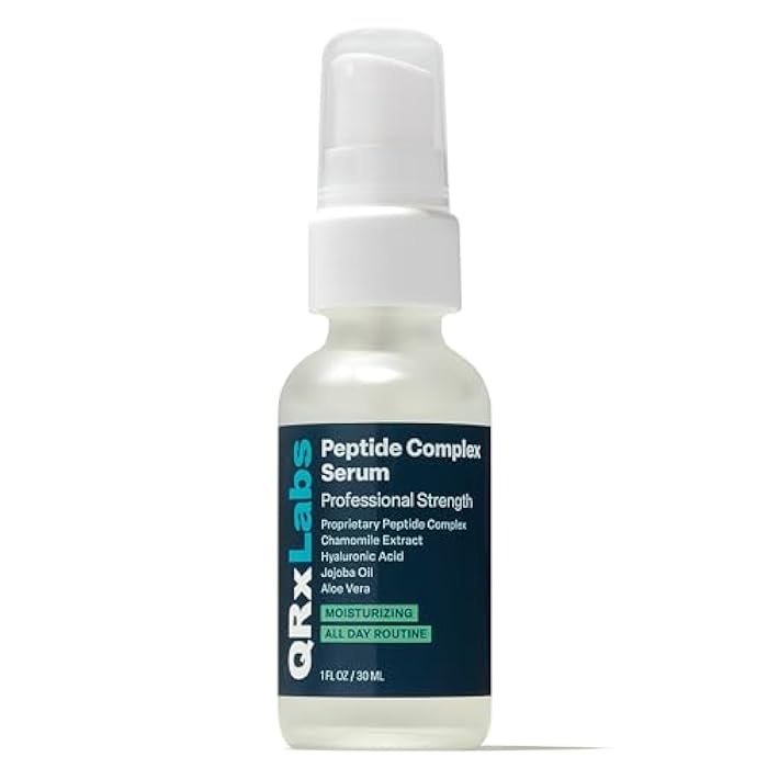QRxLabs Peptide Complex Face Serum - Firming Collagen Booster & Hydrating Hyaluronic Acid with Chamomile Extarct - Revitalizing Antiaging Skincare - Unscented Gel, 1 Fl Oz - Image 1