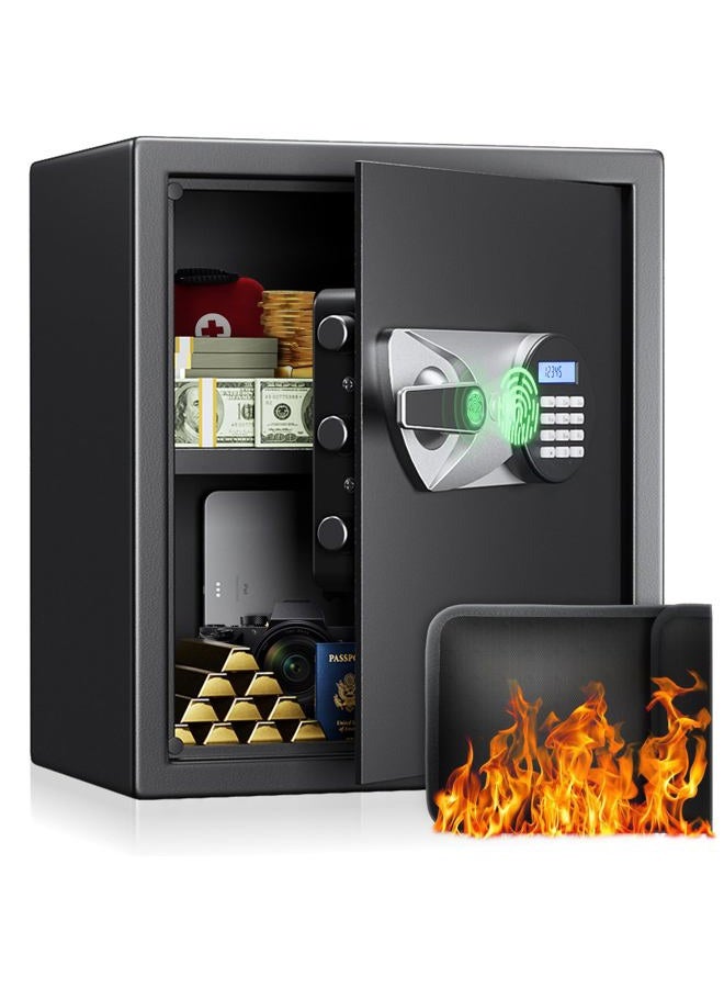 Blacksmith Biometric Safe Box 1.2 Cub Home Security Safe Fingerprint Recognition Money Safe with Keys Keypad Lock Box Secure Jewelry Valuables with Dual Alarm System Fireproof Bag - Image 1