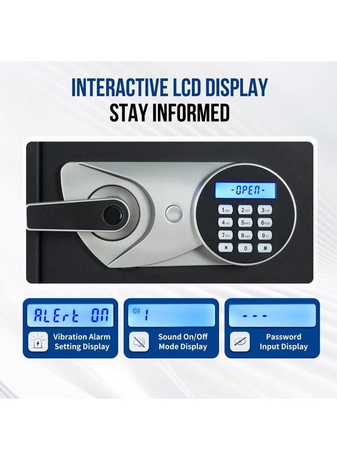 Blacksmith Biometric Safe Box 1.2 Cub Home Security Safe Fingerprint Recognition Money Safe with Keys Keypad Lock Box Secure Jewelry Valuables with Dual Alarm System Fireproof Bag - Image 4