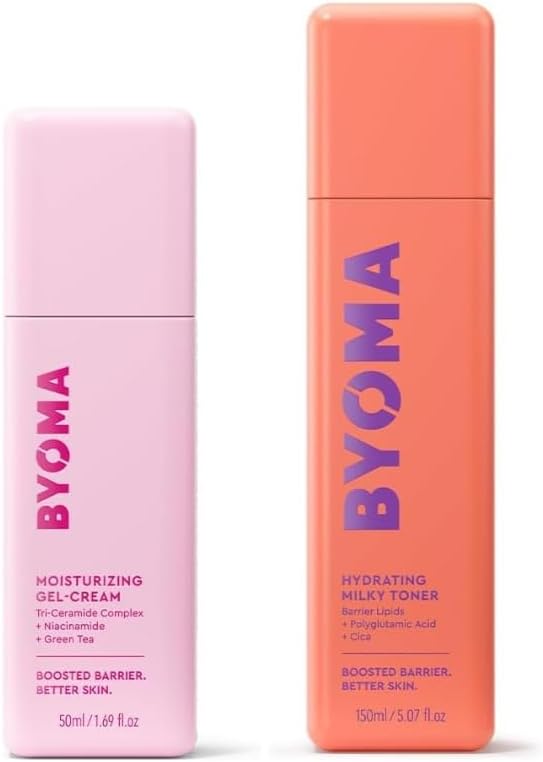 BYOMA Soothe Hydrate Duo Moisturising Gel Cream 50ml and Hydrating Milky Toner 150ml Lightweight Oil Free Daily Moisturiser with Barrier Repair Ultra Hydrating Toner for Dry Skin