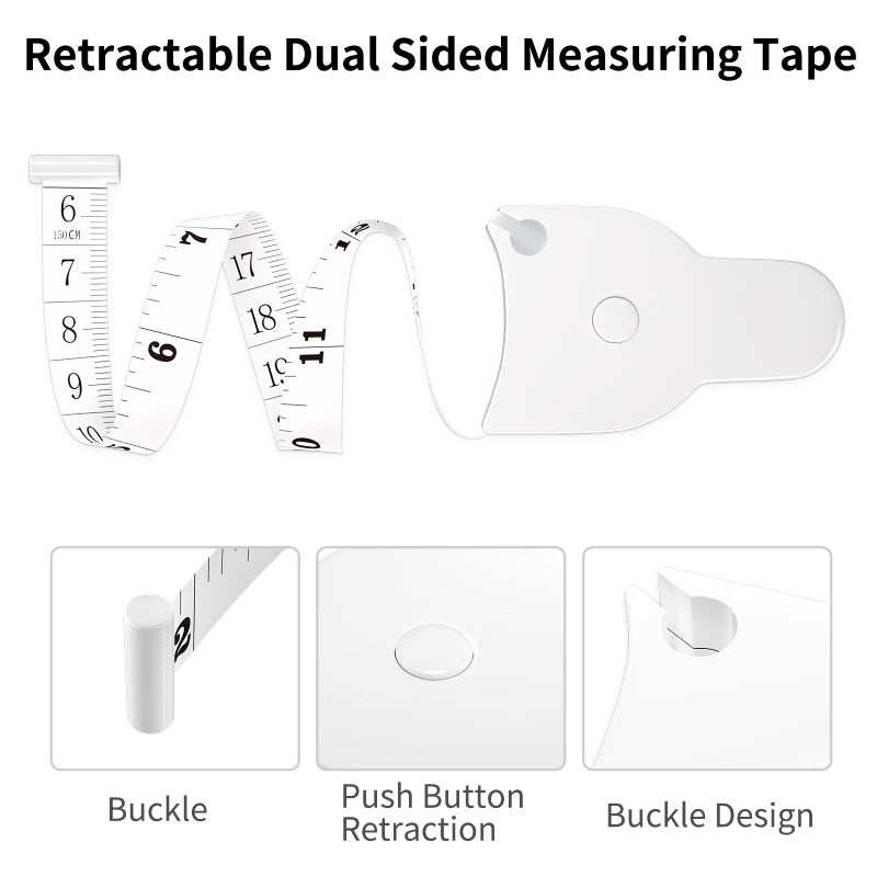 Spaceshoop REIDEA Body Measuring Tape Weight Loss 60 Inch Retractable Measure Tape with Lock Pin Push Button for Fitness Tailor Sewing White - Image 2