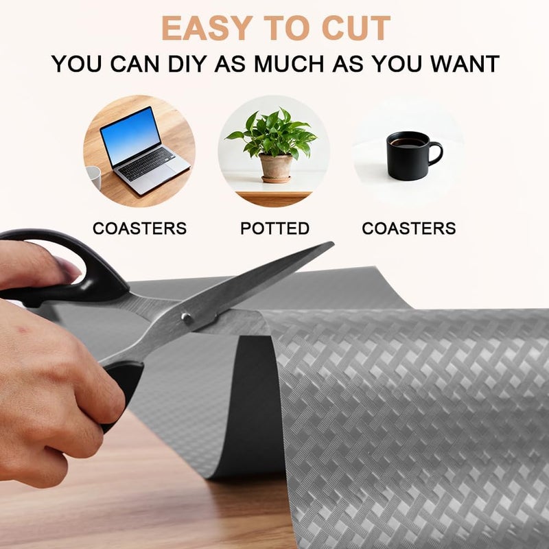 hotut Shelf Liners,Waterproof Shelf Liner,Kitchen Drawer Liner Drawer Mats,Oil-Proof,Anti-Slip Non-Adhesive,Plastic EVA Material BPA Free,Cupboard Cabinet shelf protector (Grey/30cm x 150cm) - Image 4