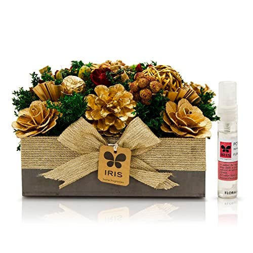 IRIS Dry Flower Table top is Handcrafted Potpourri Arrangement, an Ideal Tabletop Centerpiece. Ideal for Both Home and Office. Fragrance: Floral Garden - Image 1