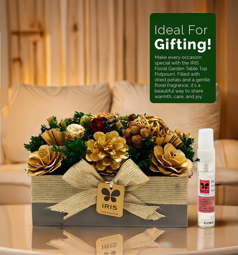 IRIS Dry Flower Table top is Handcrafted Potpourri Arrangement, an Ideal Tabletop Centerpiece. Ideal for Both Home and Office. Fragrance: Floral Garden - Image 5