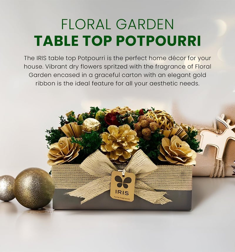 IRIS Dry Flower Table top is Handcrafted Potpourri Arrangement, an Ideal Tabletop Centerpiece. Ideal for Both Home and Office. Fragrance: Floral Garden - Image 2