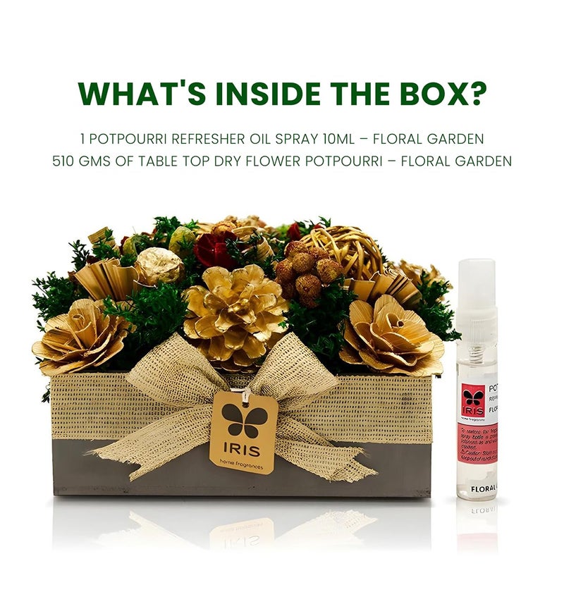 IRIS Dry Flower Table top is Handcrafted Potpourri Arrangement, an Ideal Tabletop Centerpiece. Ideal for Both Home and Office. Fragrance: Floral Garden - Image 3