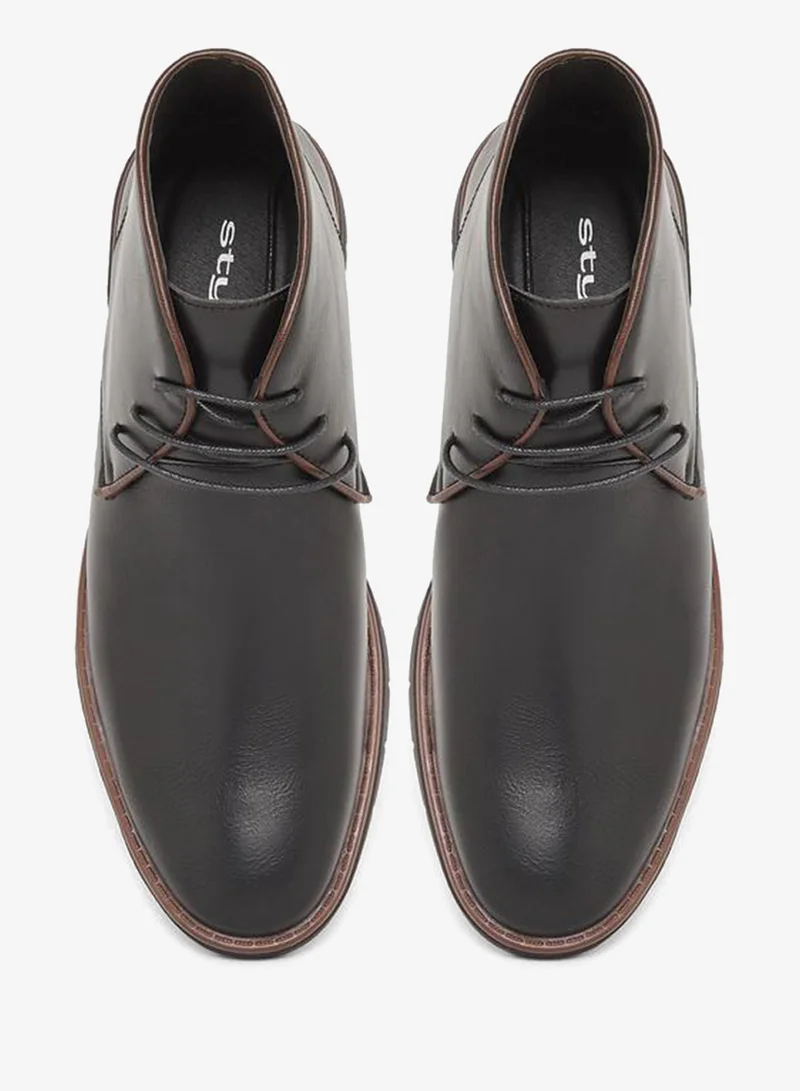 Styli black Men Black Leather Chukka Boots for Men | Best Price UAE