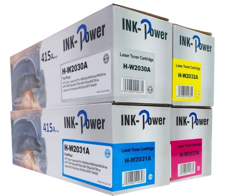 اينك باور خرطوشة حبر ملونة 415A W2033A متوافقة مع طابعات HP LaserJet Pro M455dn، M480f، M479fnw، M479fdw، M479fdn، M479dw، M454dn، M454dw (لون أرجواني) - Image 3