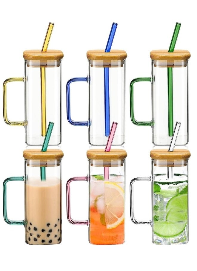 Generic Glass Square Mug with Bamboo Lid and Straw  - Image 2