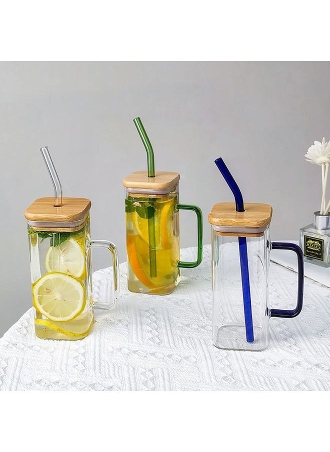 Generic Glass Square Mug with Bamboo Lid and Straw  - Image 5