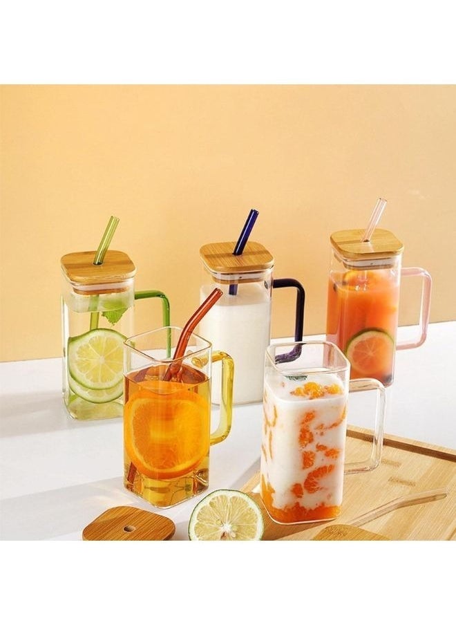 Generic Glass Square Mug with Bamboo Lid and Straw  - Image 3