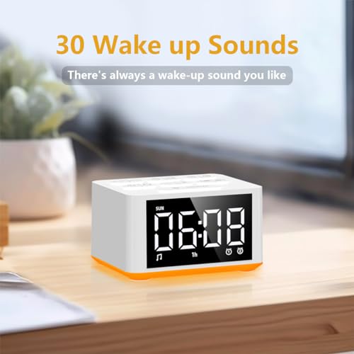 DailyBody 【3 in 1】 Small Sound Machine Alarm Clock Night Light White Noise Machine 27 Sleeping Sounds for Adults Kids Precise 32 Level Volume Sleep Timer Memory Function Digital Clock with 30 Wake Up Sounds - Image 5