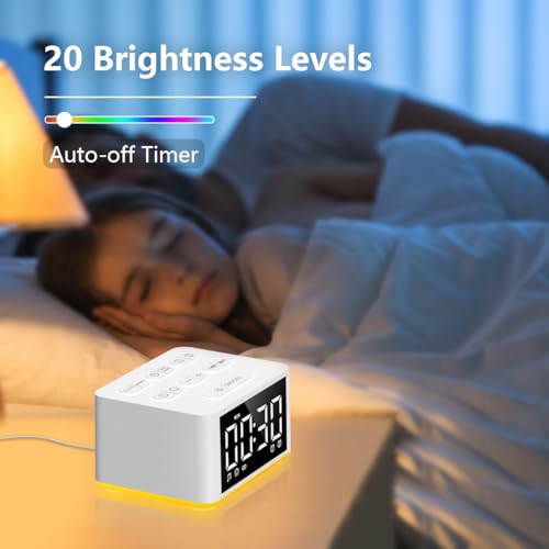 DailyBody 【3 in 1】 Small Sound Machine Alarm Clock Night Light White Noise Machine 27 Sleeping Sounds for Adults Kids Precise 32 Level Volume Sleep Timer Memory Function Digital Clock with 30 Wake Up Sounds - Image 4