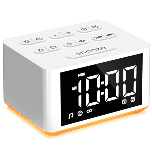 DailyBody 【3 in 1】 Small Sound Machine Alarm Clock Night Light White Noise Machine 27 Sleeping Sounds for Adults Kids Precise 32 Level Volume Sleep Timer Memory Function Digital Clock with 30 Wake Up Sounds - Image 1