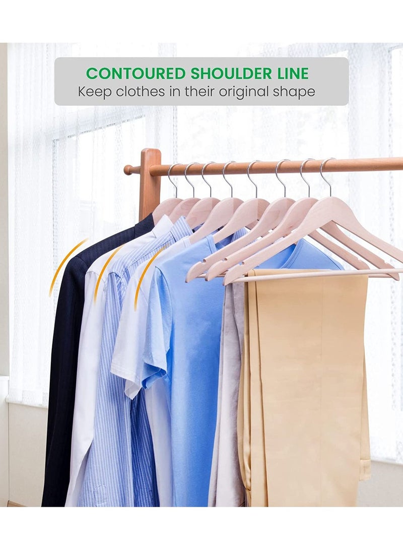 أكسنتشر 25 عبوة من شماعات البدلة الخشبية عالية الجودة - لمسة نهائية ناعمة من الخشب الصلب مع شريط بنطلون مانع للانزلاق وخطاف دوار 360 درجة وشقوق مقطوعة بدقة لقميص القميص والسترة والسراويل وشماعات الملابس - Image 5