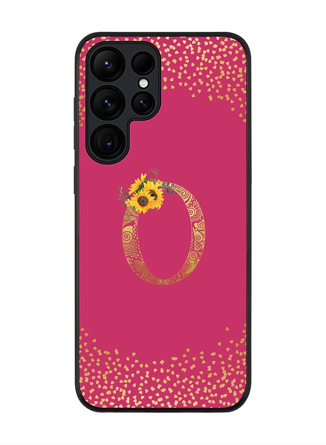 Stylizedd For Samsung Galaxy S25 Ultra 5G Case,Slim fit Camera Protection, Shockproof Thin Phone cover  - Custom Floral Monogram - O ( Deep Pink ) - Image 1