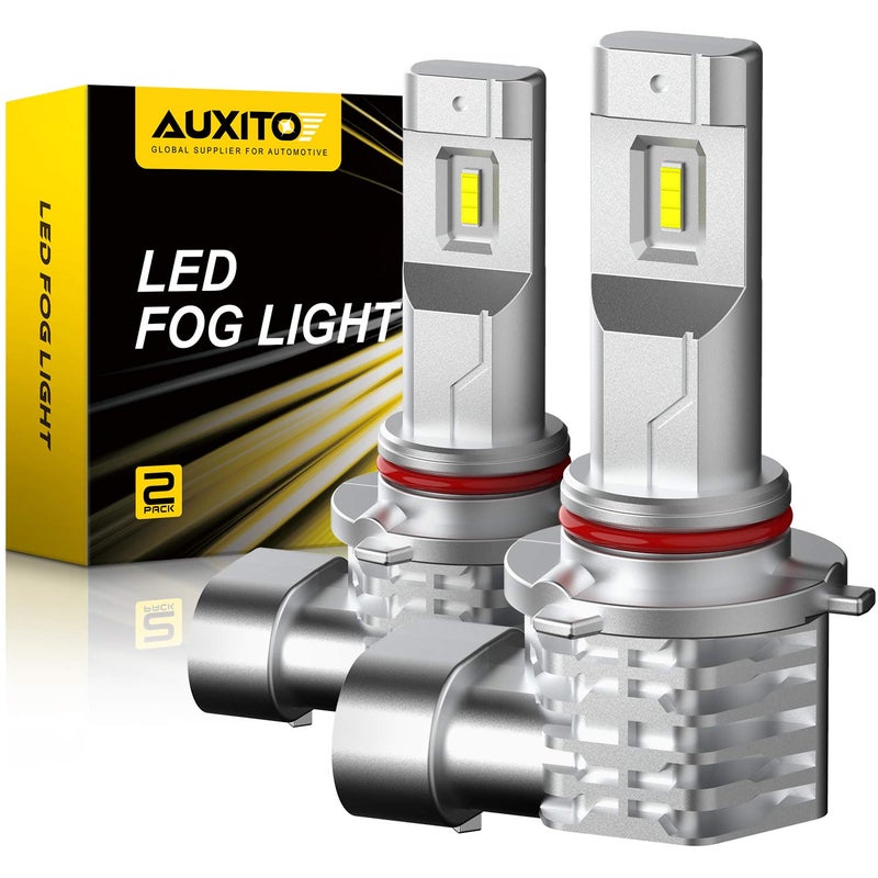AUXITO 9145 9140 H10 LED Fog Light Bulb Fanless 6000LM Per Set 6500K Cool White CSP LED Chips Fog Light Bulbs or DRL Replacement Pack of 2
