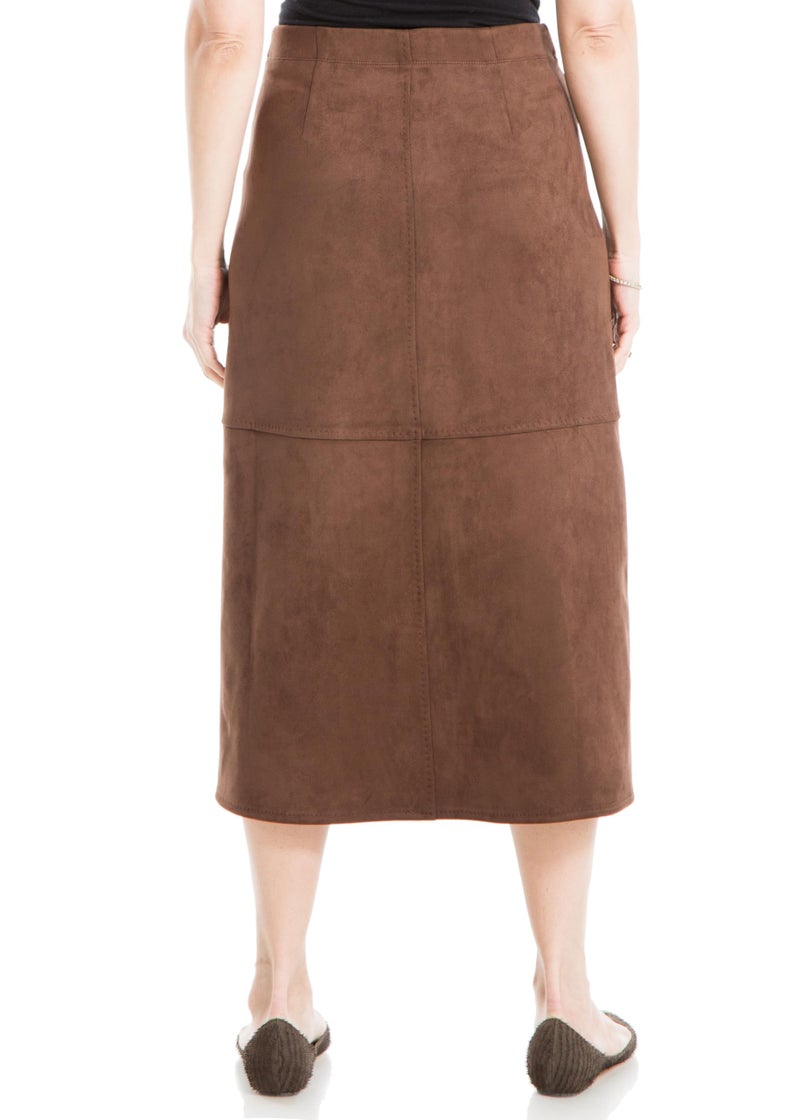 Max Studio Women's Faux Suede A-line Midi Skirt, Vicuna, X-Small - Image 4