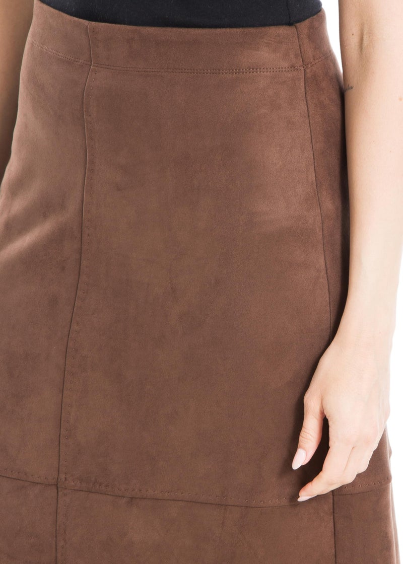 Max Studio Women's Faux Suede A-line Midi Skirt, Vicuna, X-Small - Image 5