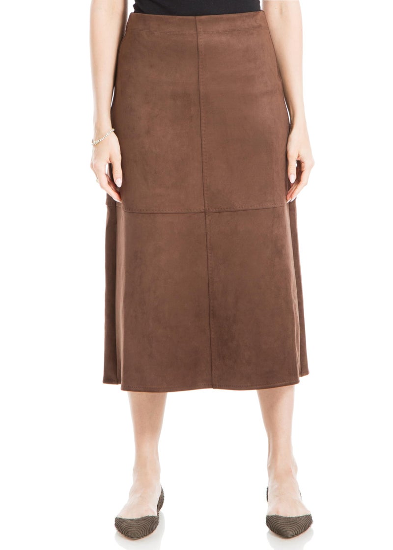 Max Studio Women's Faux Suede A-line Midi Skirt, Vicuna, X-Small - Image 2