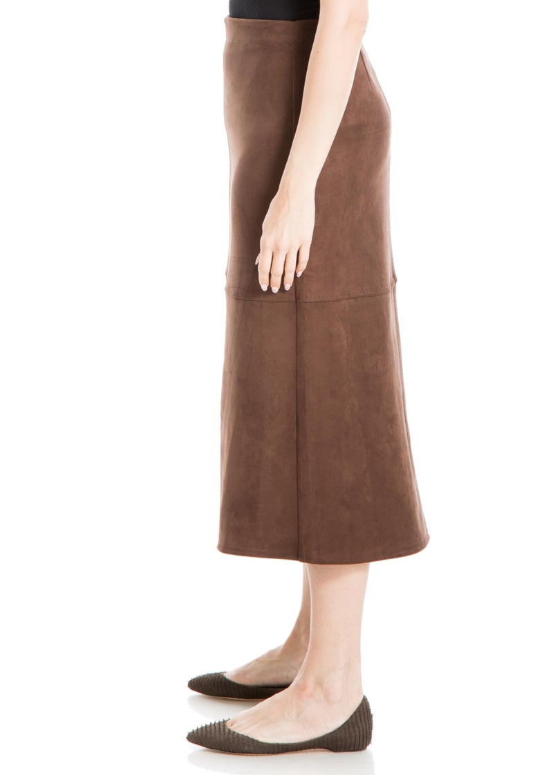 Max Studio Women's Faux Suede A-line Midi Skirt, Vicuna, X-Small - Image 3