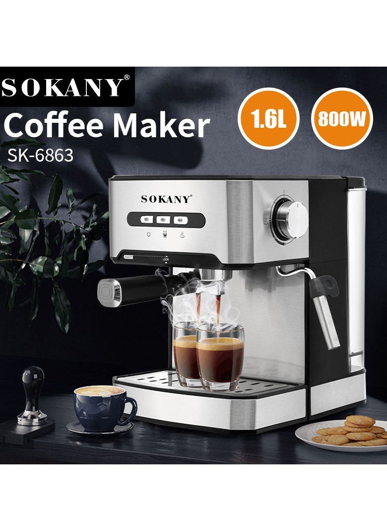 سوكاني ماكينة تحضير الاسبريسو سوكاني، 1.6 لتر، 850 وات، ستانلس ستيل - SK-6863  - Image 2
