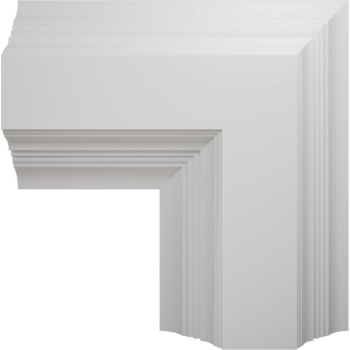Ekena Millwork CC08ICN04X14X14DE Inner Corner for 8" Deluxe Coffered Ceiling System (Kit), 14"W x 4"P x 14"L, Primed - Image 1