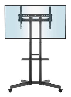 Portable TV Stand Mobile TV Stand For 32-65 In Plasma/LCD/LED Home Display Rolling Floor TV Cart VESA 200x200 To 600x400 TV Trolley On Wheels With Shelf Max Loading Capacity 50kg
