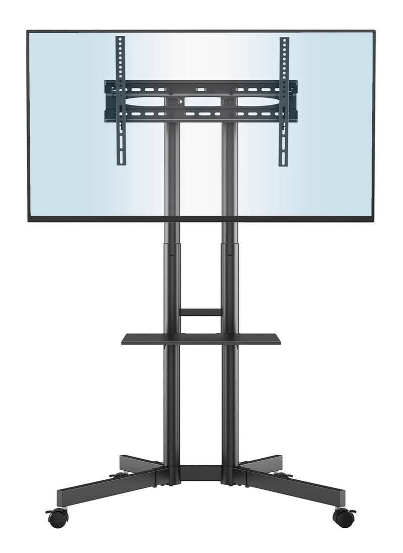ELTRAZONE - Portable TV Stand Mobile TV Stand For 32-65 In Plasma/LCD/LED Home Display Rolling Floor TV Cart VESA 200x200 To 600x400 TV Trolley On Wheels With Shelf Max Loading Capacity 50kg - Image 1
