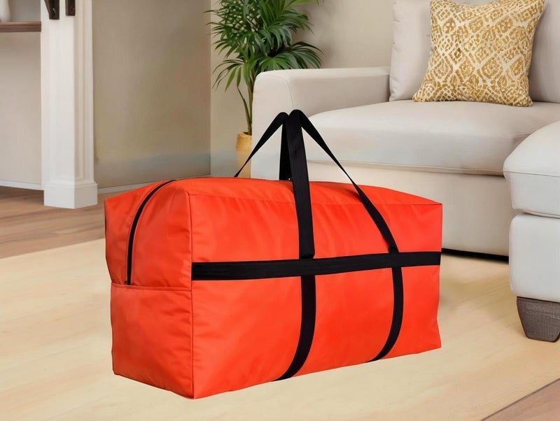 DoYiKe Extra Large Storage Duffle Bag with Zippers and Handles, Heavy Duty Orange Big Foldable Bag for Travel-42x23x13.5Inch - Image 5