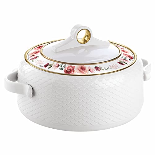 Nayasa Coral 2000 ml Insulated Inner Stainless Steel Casserole - White - Image 1