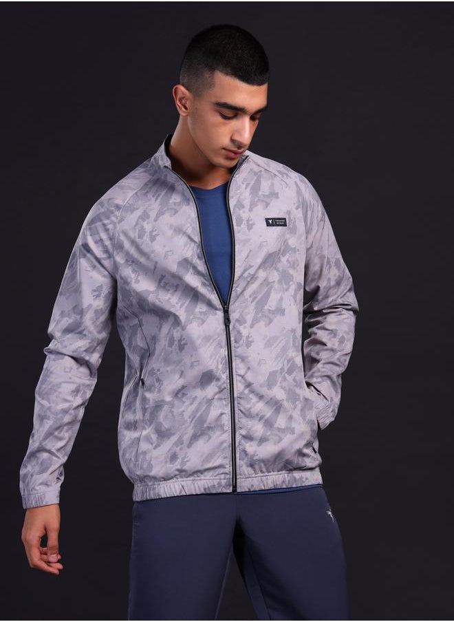 Technosport Men Printed Slim Fit Mock Neck Sports Jacket with TS FLEXI by Styli  - Image 1