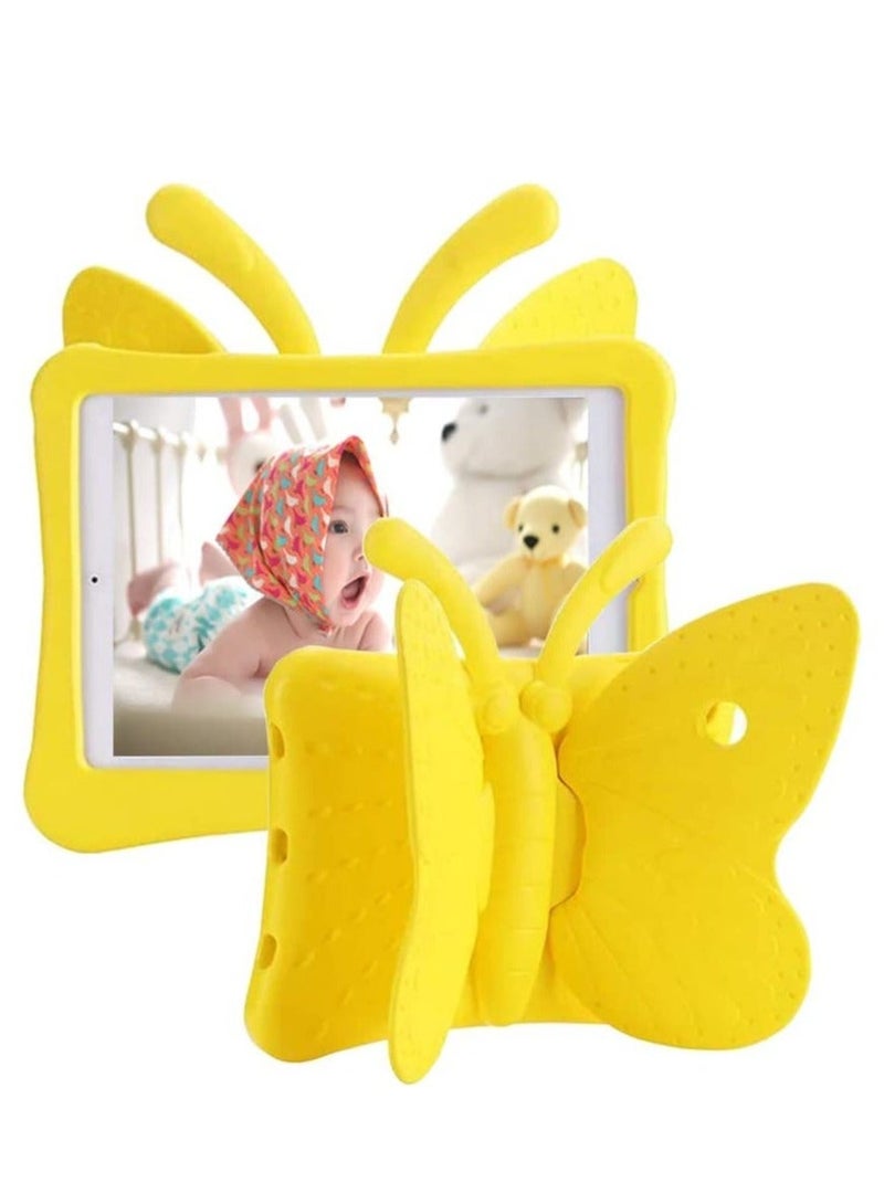 MUNTAQI iPad 6th Generation Case for Kids, iPad 9.7 Case, Light Weight Shockproof EVA Foam Protective Tablet Stand Cover Holder for Apple iPad Air/ Air 2 iPad 9.7 2017/ 2018 - Cute Butterfly, Yellow - Image 1