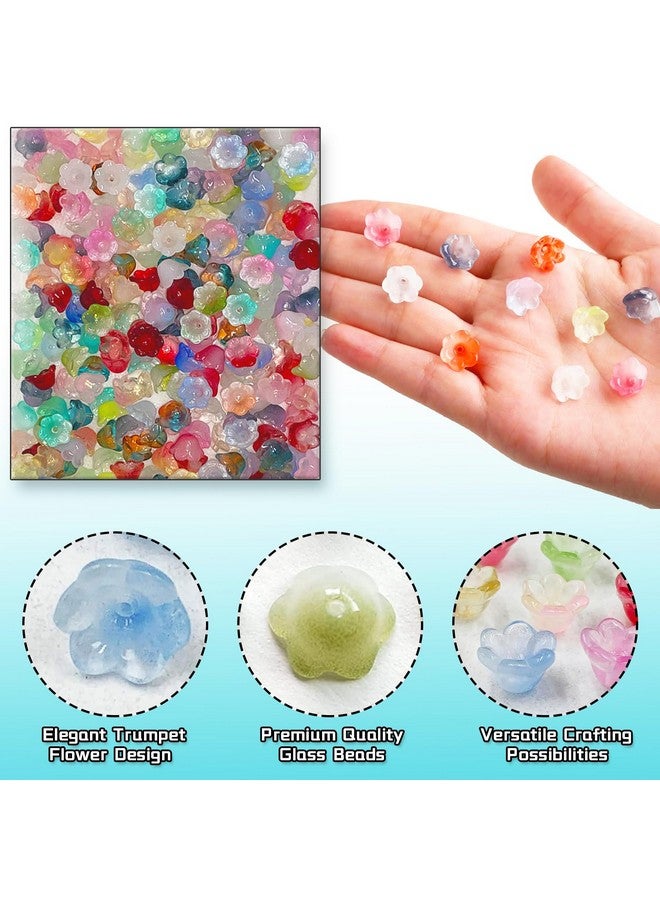 MaehSab Glass Flower Beads For Jewelry Making, Maehsab Colorful Trumpet Flower Crystal Loose Glass Beads, Bell Flower Spacer Beads Bulk, For Diy Beading Projects, Bracelets, Necklaces, Earrings - Image 2