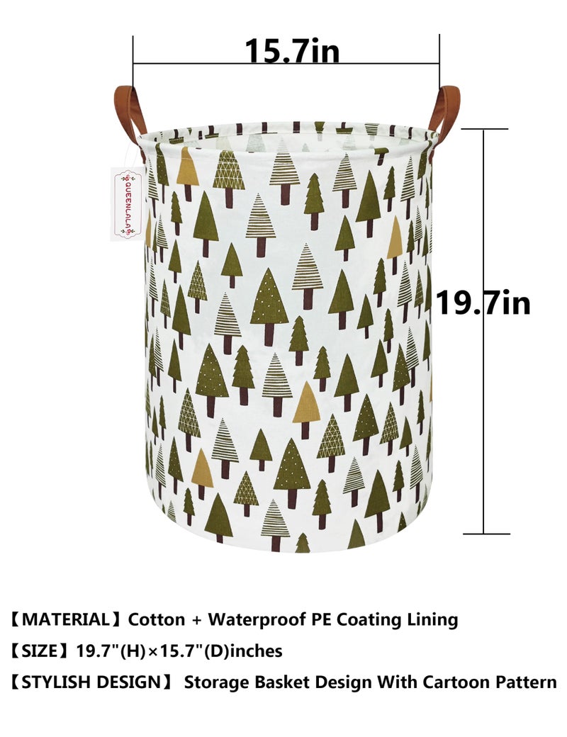 QUEENLALA Large Storage Basket,Laundry Hamper/Bathroom/Home Decor/Collapsible Round Storage Bin,Boys and Girls Hamper/Boxes/Clothing(Green forest) - Image 2