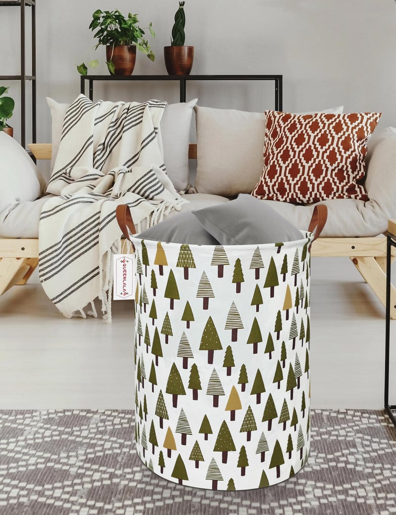QUEENLALA Large Storage Basket,Laundry Hamper/Bathroom/Home Decor/Collapsible Round Storage Bin,Boys and Girls Hamper/Boxes/Clothing(Green forest) - Image 4