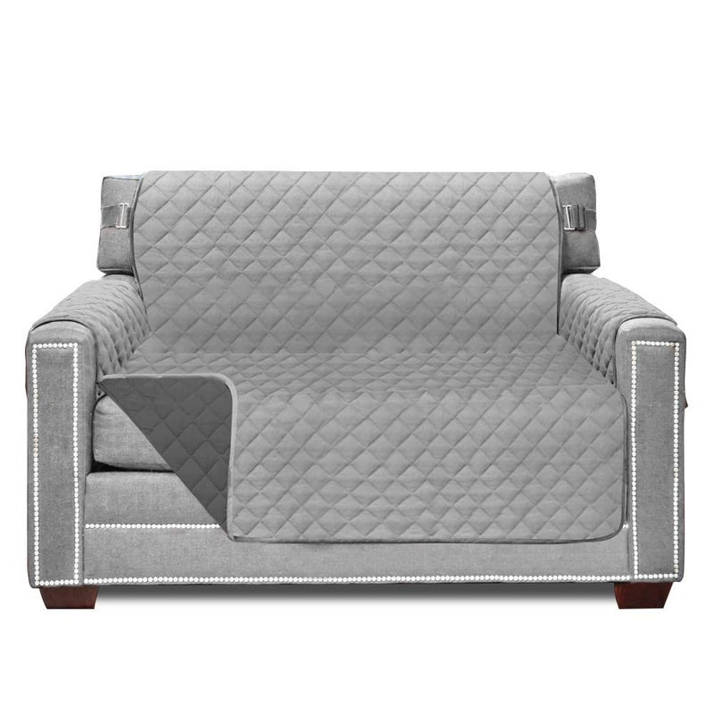 Sofa Shield Sofa Shield Chair Slip Cover with Patented Strap Cushion Protector Reversible Stain and Dog Tear Resistant Slipcover Quilted Microfiber 48in Seat Washable Covers for Dogs Pets Light Gray Charcoal  - Image 1